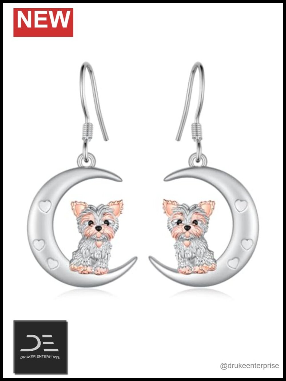 Yorkie Earrings 925 Sterling Silver Drop Dangle Dog Jewelry Gift for Women